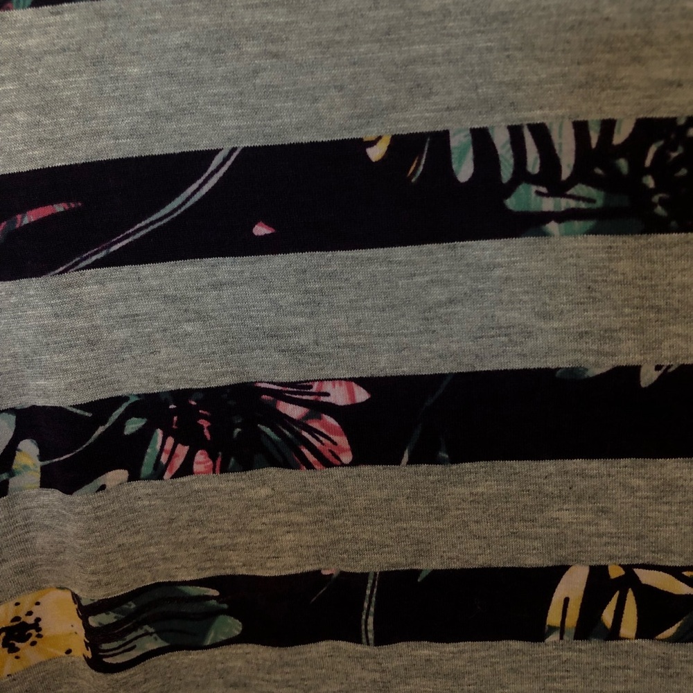 Lula Roe Grey & Purple Floral Striped Randy - Picture 4 of 4